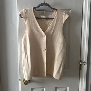 Anthropologie Cream V-Neck Sweater Vest